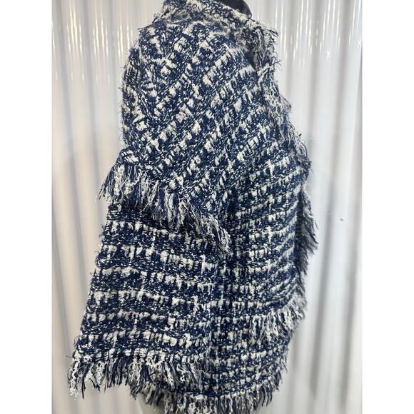 St. John Coture Navy Boucle Fringe Jacket USA Quiet Luxury Power Dress Size L - Picture 4 of 8